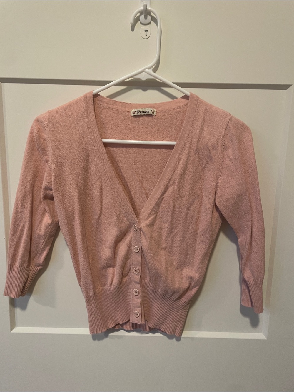 Forever 21 Dusty Pink V-Neck Button-Up Cardigan